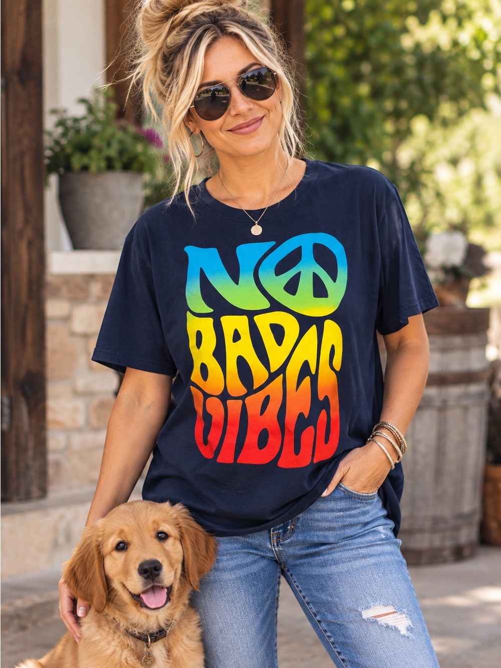 No Bad Vibes tee size medium